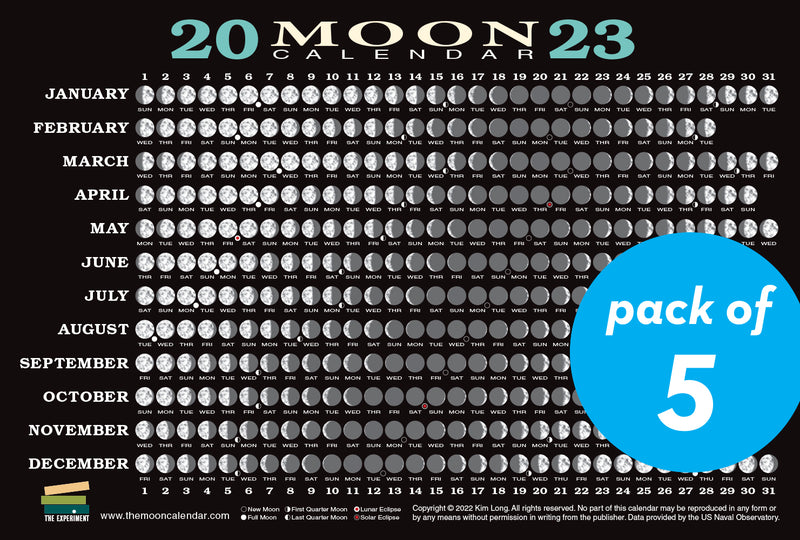 2023 Moon Calendar Card (5 pack)
