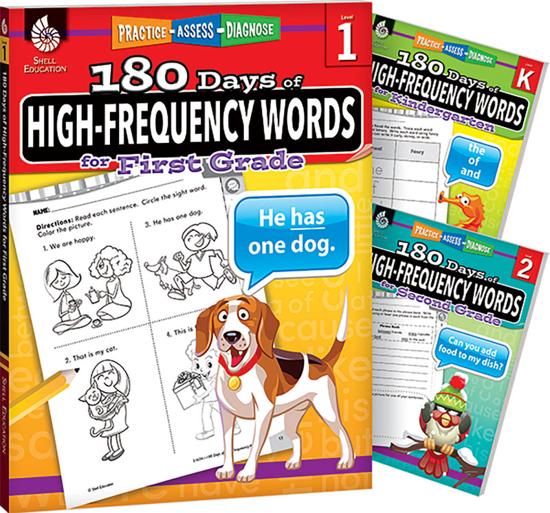 180 Days: High Frequency Words for K-2, 3-Book Set: Practice, Assess, Diagnose