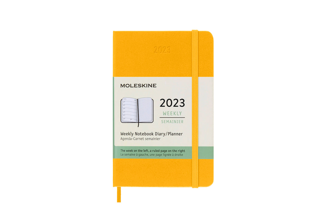 Moleskine 2023 Weekly Notebook Planner, 12M, Pocket, Orange Yellow, Hard Cover (3.5 x 5.5)