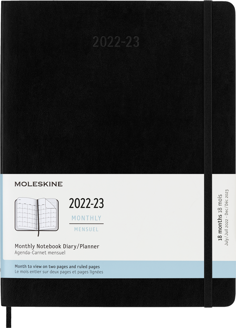 Moleskine 2023 Monthly Planner, 18M, Extra Large, Black, Soft Cover (7.5 x 10)