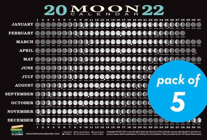 2022 Moon Calendar Card (5 pack)
