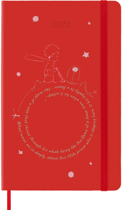 Moleskine Limited Edition 2023 Weekly Notebook Planner Petit Prince, 12M, Large, Rose, Hard Cover (5 x 8.25)