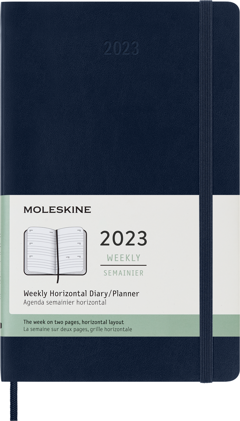 Moleskine 2023 Weekly Horizontal Planner, 12M, Large, Sapphire Blue, Soft Cover (5 x 8.25)