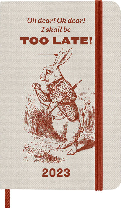 Moleskine Limited Edition 2023 Weekly Notebook Planner Alice in Wonderland, 12M, Pocket, Rabbit, Hard Cover (3.5 x 5.5)