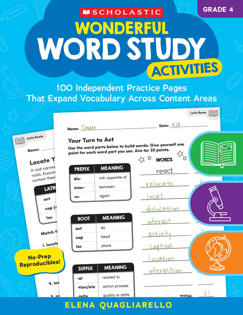 Wonderful Word Study Activities: Grade 4: 100 Independent Practice Pages That Expand Vocabulary Across Content Areas