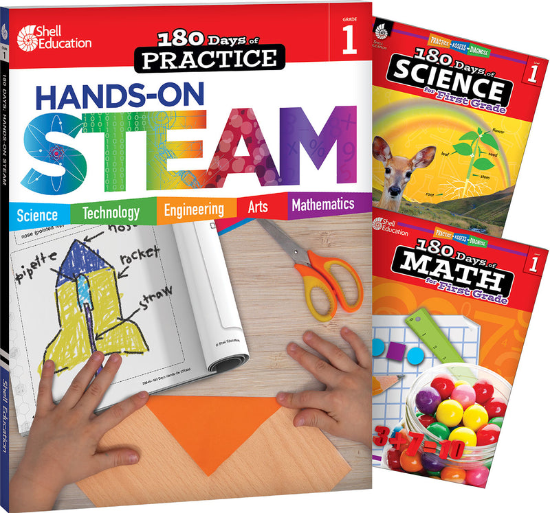 180 Days: STEAM, Science, & Math Grade 1: 3-Book Set: Practice, Assess, Diagnose
