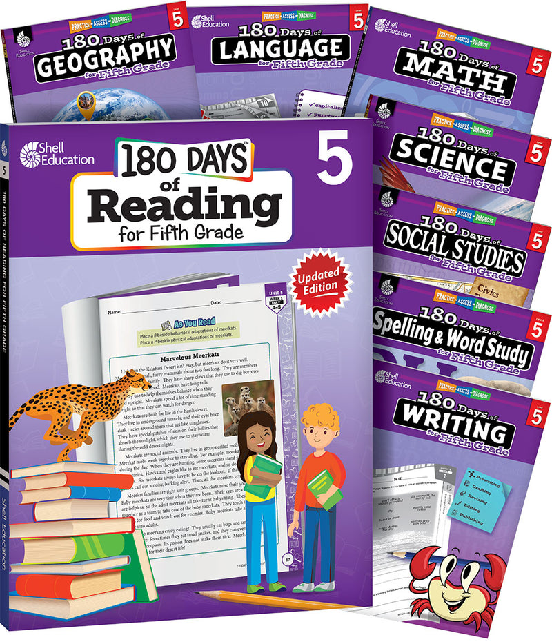 180 Days Bundle Grade 5: 8-Book Set: Practice, Assess, Diagnose