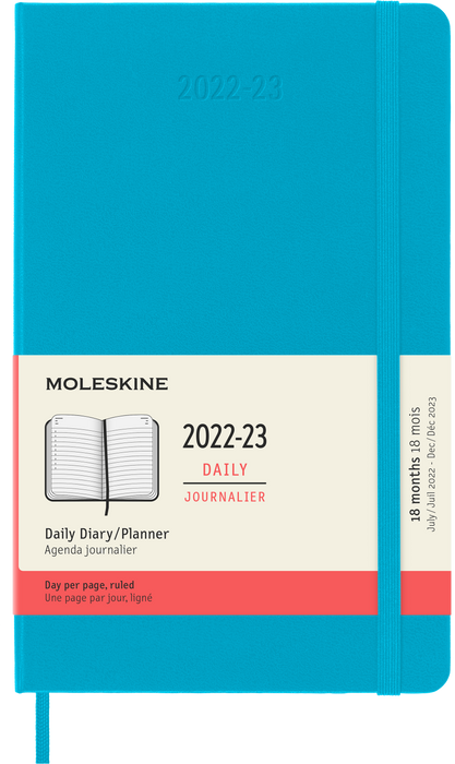 Moleskine 2023 Daily Planner, 18M, Large, Manganese Blue, Hard Cover (5 x 8.25)