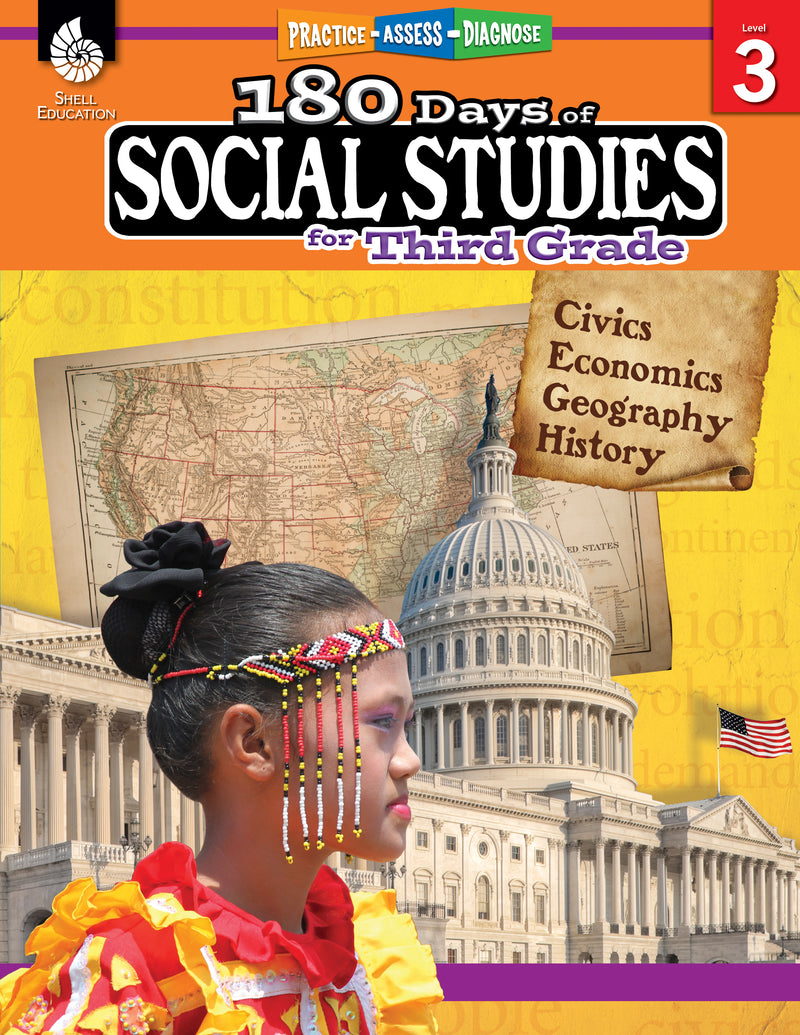 180 Days: Social Studies for Third Grade: Practice, Assess, Diagnose