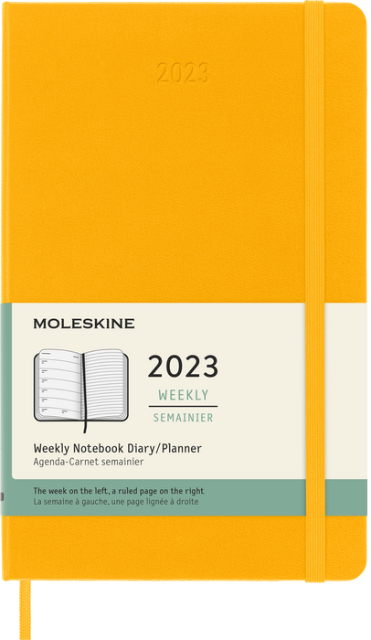 Moleskine 2023 Weekly Notebook Planner, 12M, Large, Orange Yellow, Hard (5 x 8.25)