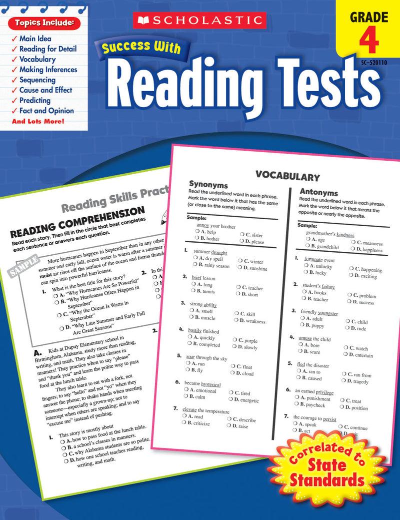 Scholastic Success With Reading Tests: Grade 4 Workbook