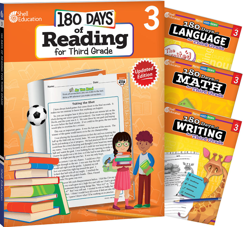 180 Days: Reading, Math, Writing, & Language for Grade 3: 4-Book Set: Practice, Assess, Diagnose