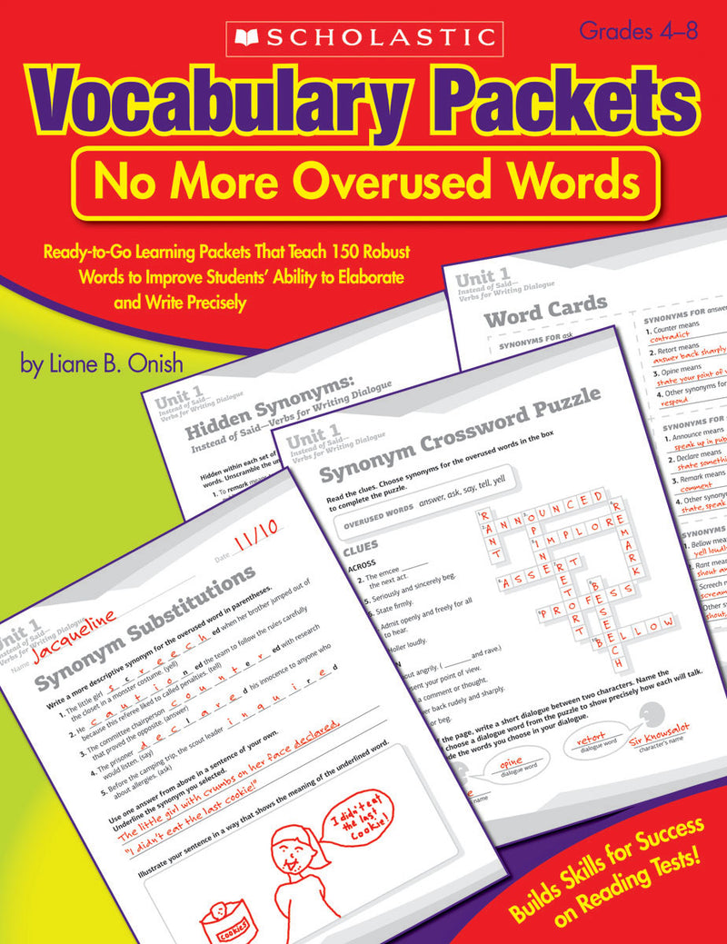 Vocabulary Packets: No More Overused Words