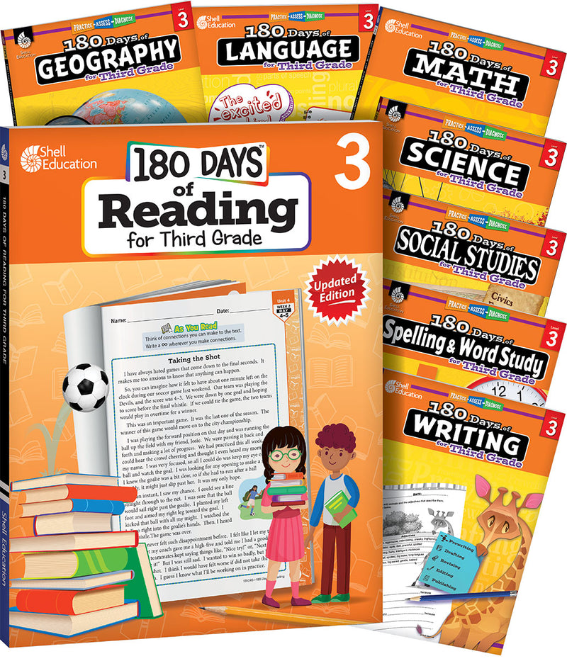 180 Days Bundle Grade 3: 8-Book Set: Practice, Assess, Diagnose