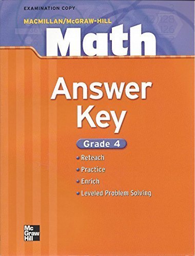 MacMillan / McGraw-Hill Math, Grade 4: Answer Key [Hardcover] Unknown