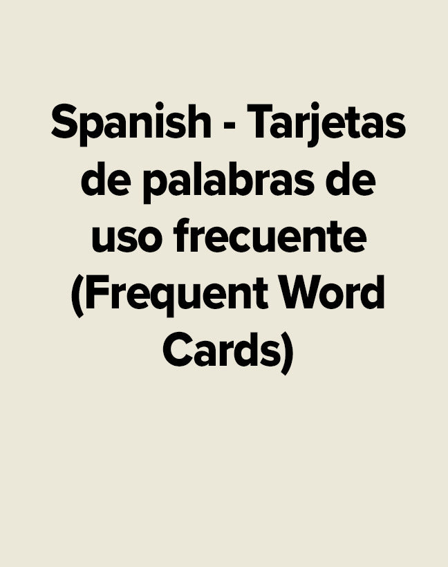 Spanish Tarjetas De Palabras De Uso Frecuente Frequent Word Cards