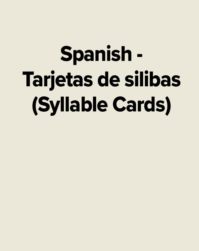 Spanish Tarjetas De Silibas Syllable Cards
