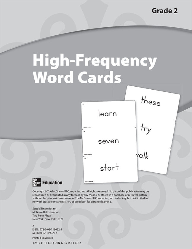 Reading Wonders Grade 2 High Frequency Word Cards Grade 2