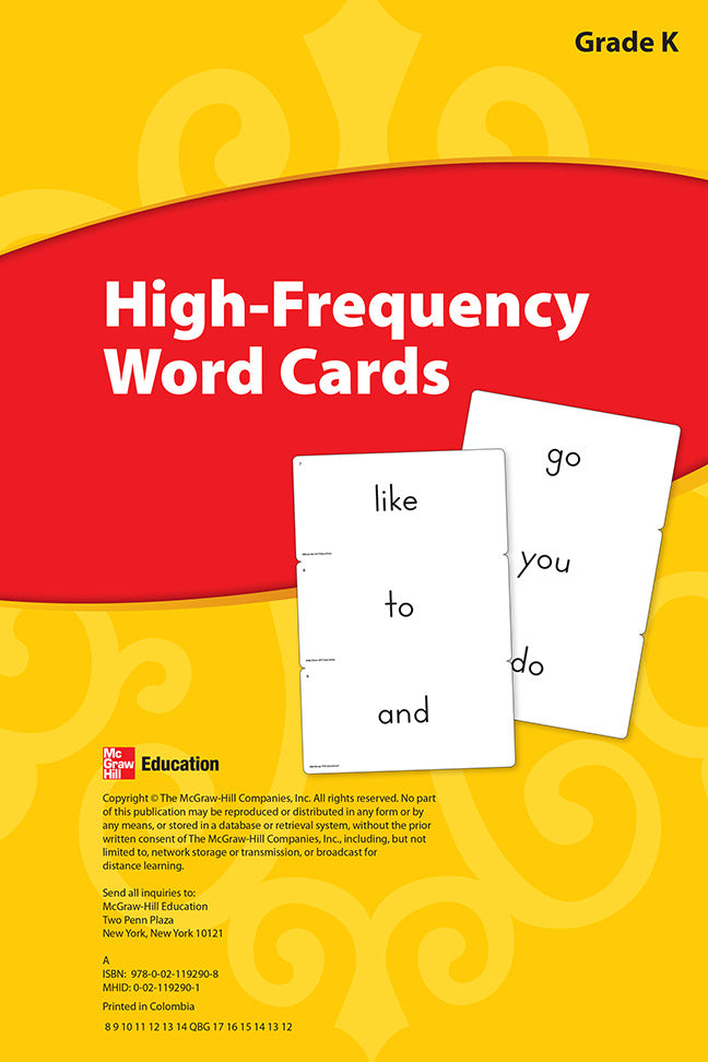 Reading Wonders Grade K High Frequency Word Cards