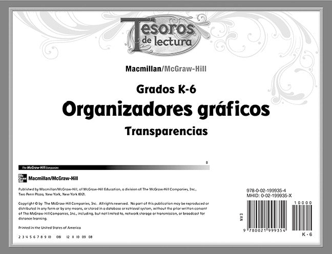 Tesoros De Lectura A Spanish Reading Language Arts Program Grade 1 Transparencies Organizadores Graficos