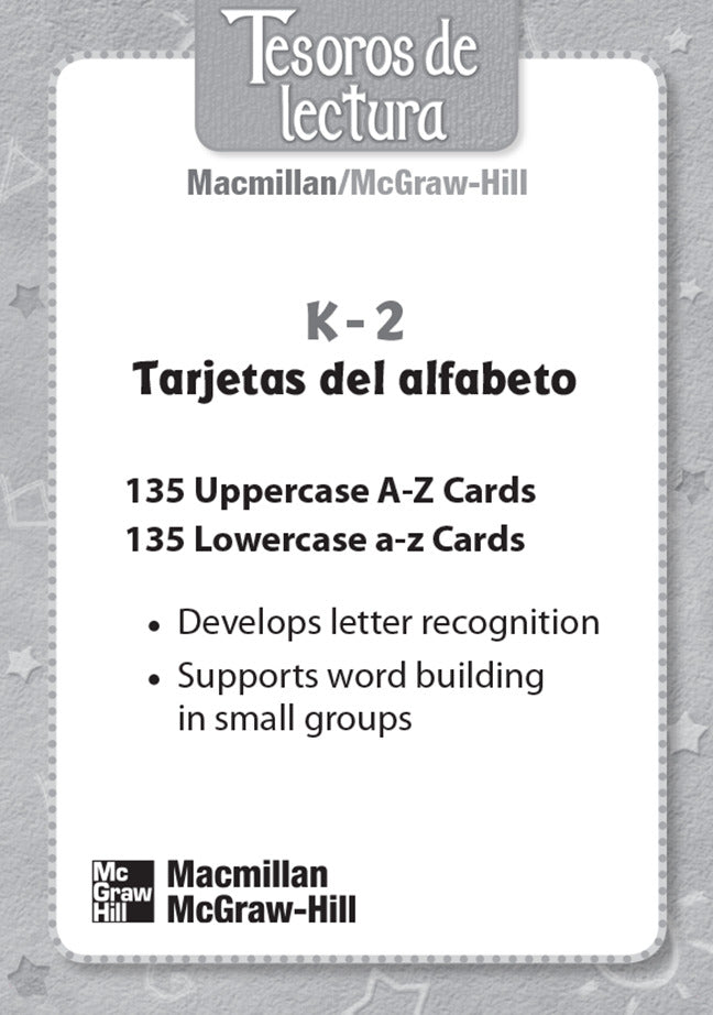 Tesoros De Lectura A Spanish Reading Language Arts Program Grade K Alphabet Cards