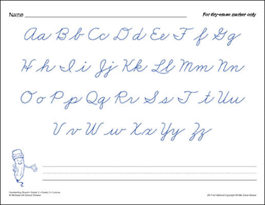 Mcgraw Hill Language Arts Grade 3 Handwriting Cursive Workbook Blackline Masters