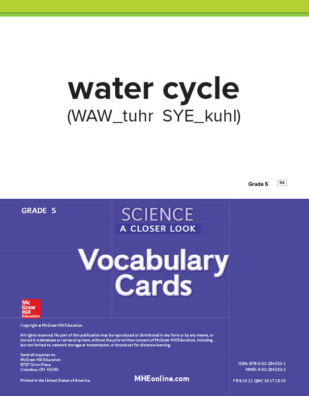 Science A Closer Look Grade 5 Science Vocabulary Cards