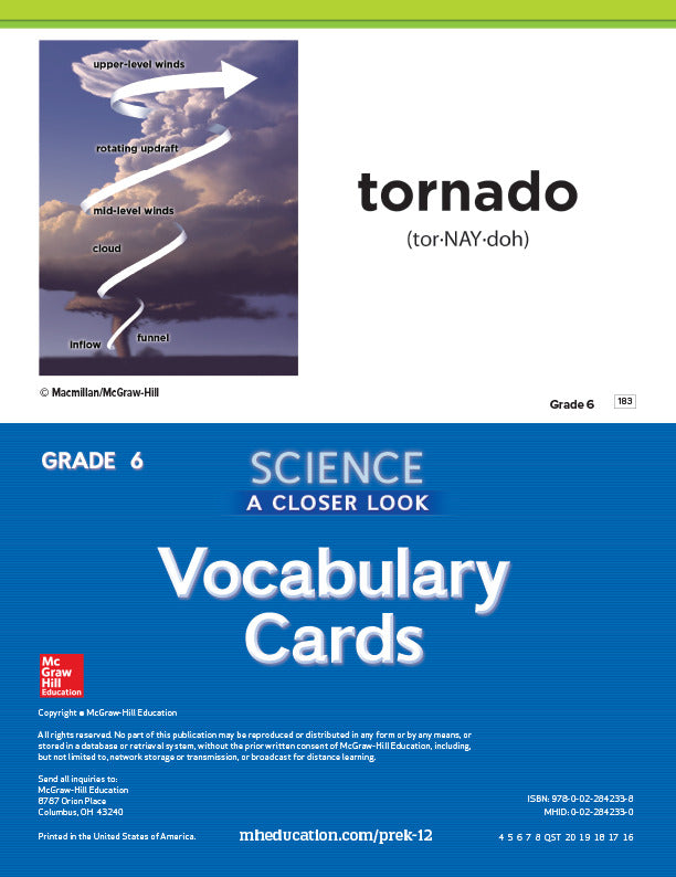 Science A Closer Look Grade 6 Science Vocabulary Cards