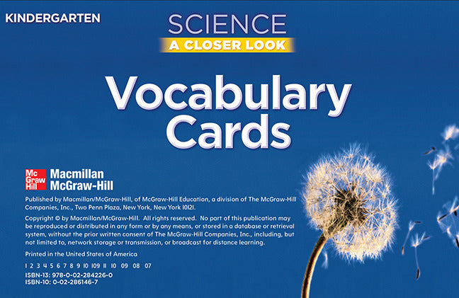 Science A Closer Look Grade K Vocabulary Cards