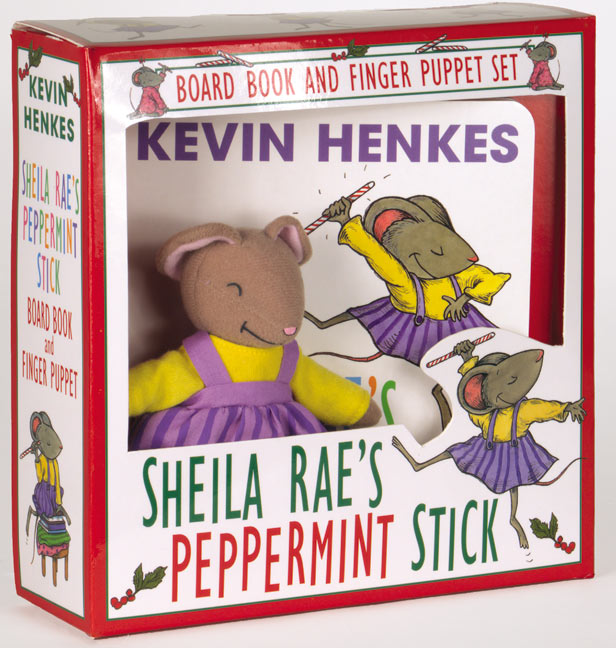 Sheila Rae's Peppermint Stick Board Book and Finger Puppet