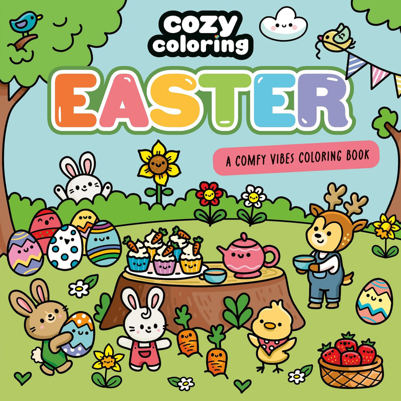 Cozy Coloring: Easter: A Comfy Vibes Coloring Book for Adults and Kids: Simple, Relaxing Pages Featuring bouncing bunnies, hidden eggs, and spring flowers!