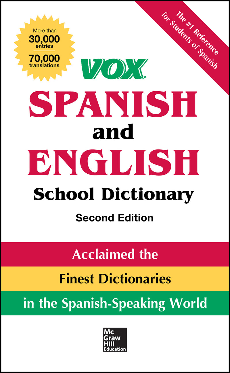 Vox Spanish & English School Dictionary Paperback 2nd Edition 2e