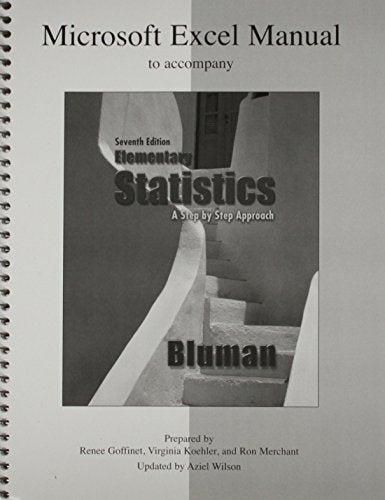 Microsoft Excel Manual Elementary Statistics A Step By Step Approach 7e