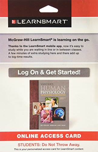 Learnsmart Standalone Access Card For Vanders Human Physiology 13e