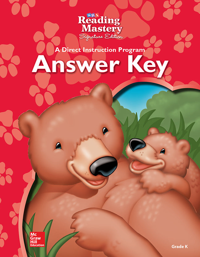 Reading Mastery Reading Answer Key Grade K 6e
