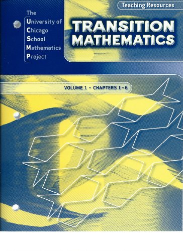 UCSMP Transition Mathematics, Teaching Resources: Volume 1, Chapters 1-6 [Paperback] The University of Chicago School Mathematics Project