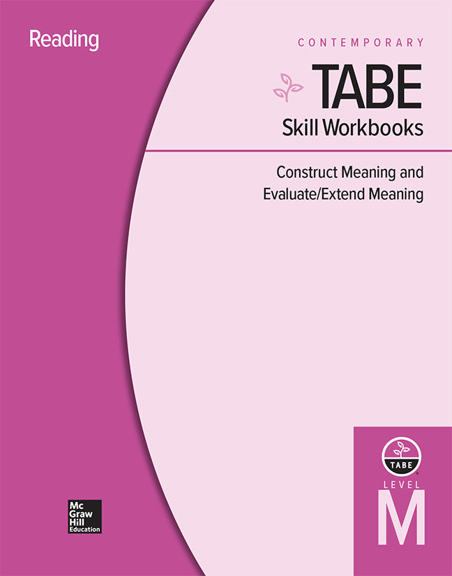 Tabe Skill Workbooks Level M Construct Meaning & Evaluate Extend Meaning 10 Pack
