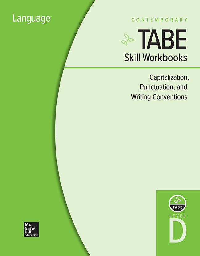 Tabe Skill Workbooks Level D Capitalization Punctuation & Writing Conventions 10 Pack