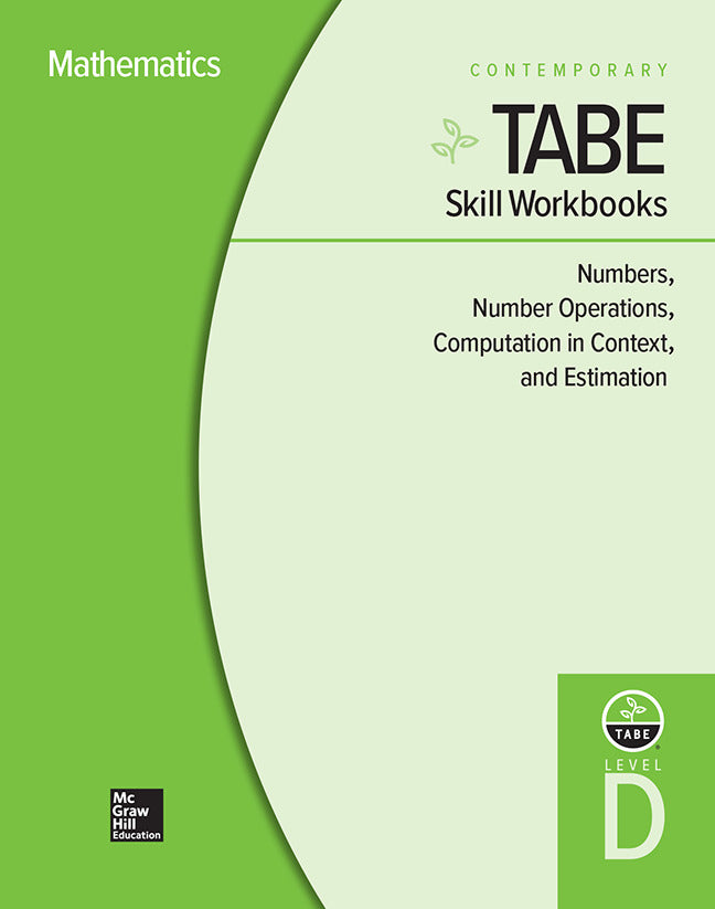 Tabe Skill Workbooks Level D Numbers Number Operations Computation In Context & Estimation 10 Pack