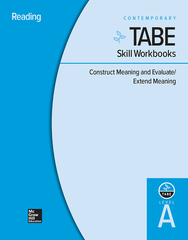 Tabe Skill Workbooks Level A Construct Meaning & Evaluate Extend Meaning 10 Pack