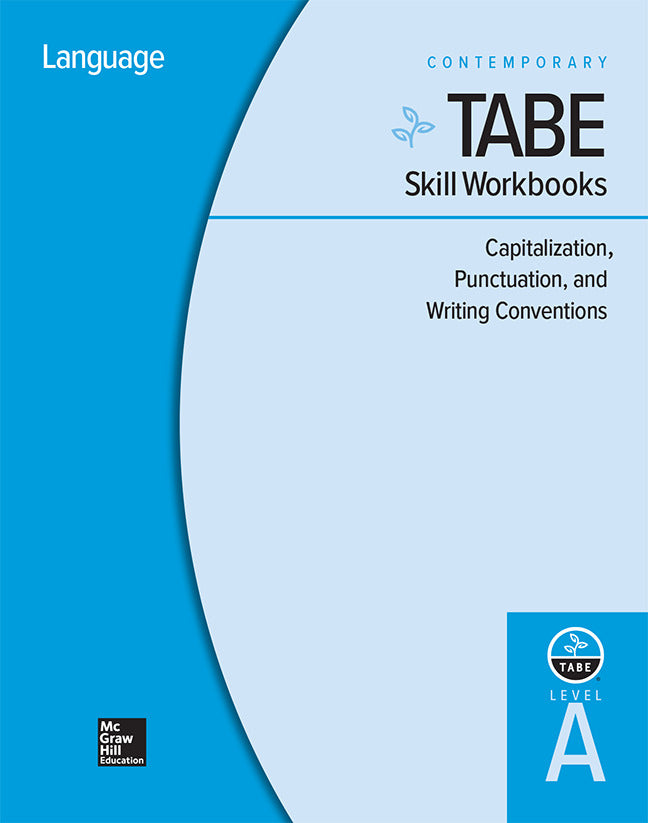 Tabe Skill Workbooks Level A Capitalization Punctuation & Writing Conventions 10 Pack