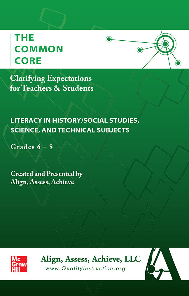Aaa The Common Core Clarifying Expectations For Teachers & Students Literacy Science & Technical Subjects Grades 6 8