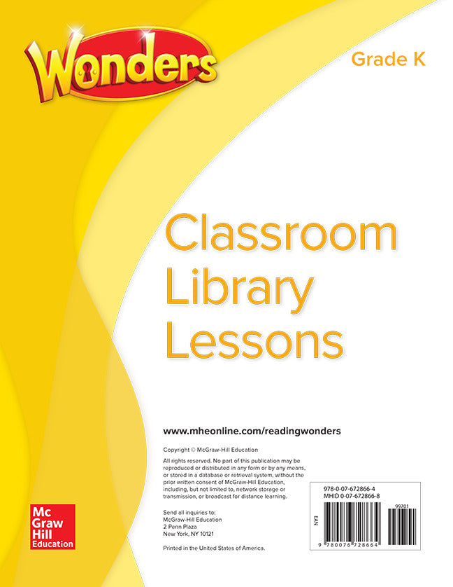 Wonders Classroom Library Lessons Grade K