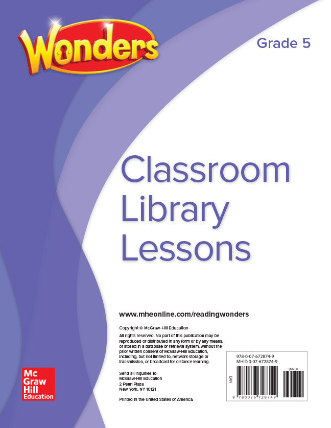 Wonders Classroom Library Lessons Grade 5