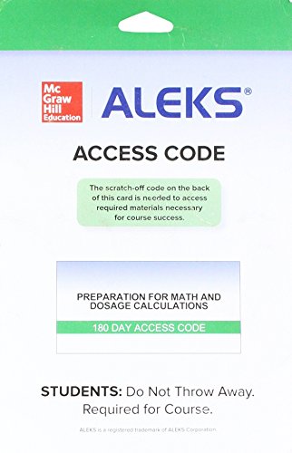 Aleks Prep For Math & Dosage Standalone Access Card 4e