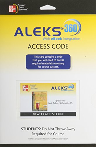 Aleks 360 Access Card 18 Weeks For Basic Math 4e