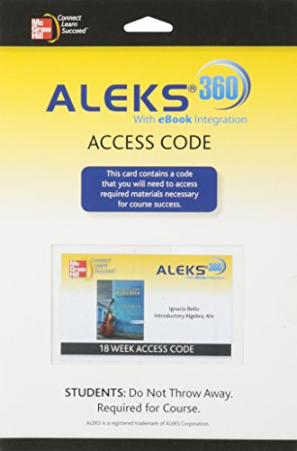 Aleks 360 Access Card 18 Weeks For Bello Introductory Algebra 4e