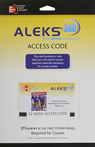 Aleks 360 Access Card 52 Weeks For Beginning & Intermediate Algebra 3e