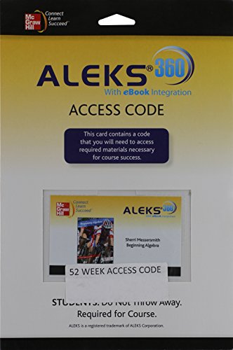 Aleks 360 Access Card 52 Weeks For Beginning Algebra
