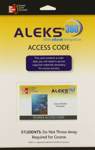 Aleks 360 Access Card 18 Weeks For Coburn Precalculus Graphs & Models
